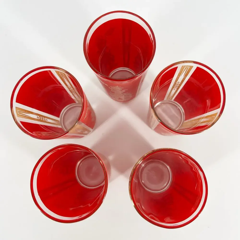 60s highball glasses set of 5 Culver Mandalay Thai Princess 1960s vintage